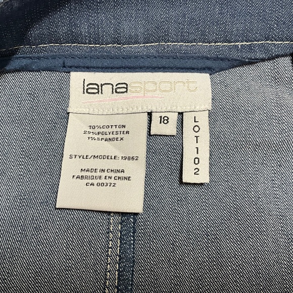 LANA SPORT Cotton Blend Chambray A-Line Skirt Beaded and Embroidered Back Zip 18 - Picture 4 of 9